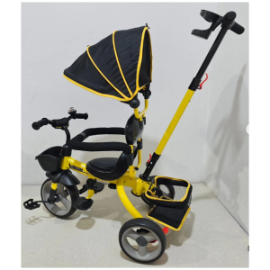 Tricycle évolutif avec fonction poussette-Jaune