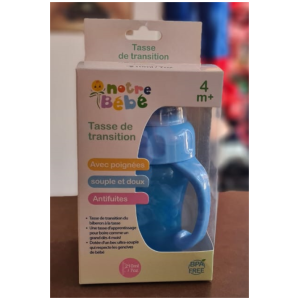 Notre Bébé: Tasse de Transition avec Poignées Bleu anti-fuite 210ml/ 7Oz